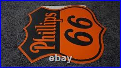 Vintage Phillips 66 Porcelain Metal Gas Oil Rare Sign Service Flange Pump Ad