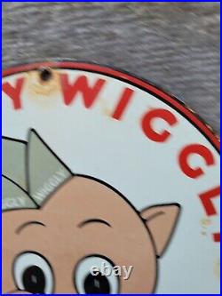Vintage Piggly Wiggly Porcelain Sign Old Grocery Store Pig Supermarket Gas Oil