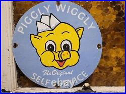 Vintage Piggly Wiggly Sign Grocery Store General Food Old Market Porcelain Sign