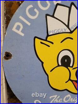 Vintage Piggly Wiggly Sign Grocery Store General Food Old Market Porcelain Sign