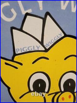 Vintage Piggly Wiggly Sign Grocery Store General Food Old Market Porcelain Sign