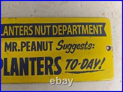 Vintage Planter's Peanuts Snack Porcelain Heavy Metal Sign Planters