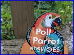 Vintage Poll Parrot Shoes Porcelain Clothing Advertising Sign 5 X 8