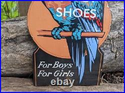 Vintage Poll Parrot Shoes Porcelain Clothing Advertising Sign 5 X 8