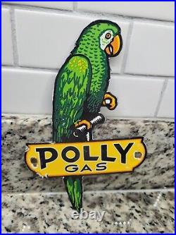 Vintage Polly Gasoline Porcelain Sign Gas Station Advertising Oil Service Parrot