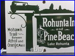 Vintage Porcelain Advertising Sign Rohunta Inn & Pince Beach Lake Rohunta
