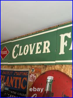 Vintage Porcelain Clover Farm Store Sign Gorgeous Display Large Rare Advertising