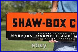 Vintage Porcelain Crane Advertising Sign Industrial Machine Shaw Box 3 Tons