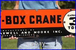 Vintage Porcelain Crane Advertising Sign Industrial Machine Shaw Box 3 Tons