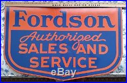 Vintage Porcelain Double SIDE Fordson tractor SIGN Authorized Sales And Service