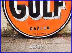 Vintage Porcelain Double Sided Gulf Dealer Enamel Sign