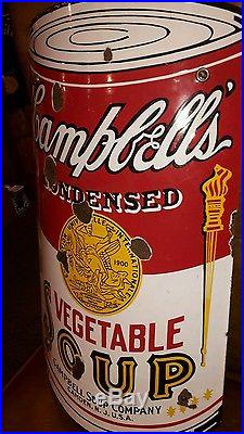 Vintage Porcelain Enamel Campbell's Vegetable Soup Curved Advertising Sign