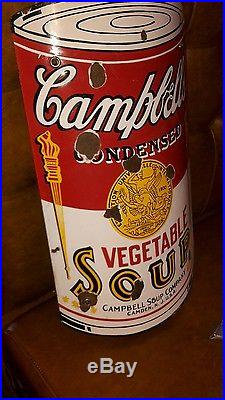 Vintage Porcelain Enamel Campbell's Vegetable Soup Curved Advertising Sign