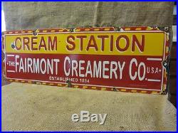 Vintage Porcelain Fairmont Creamery Sign Antique Old Cream Cheese Dairy 9552