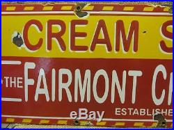 Vintage Porcelain Fairmont Creamery Sign Antique Old Cream Cheese Dairy 9552