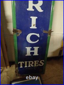 Vintage Porcelain Goodrich Tires Sign Gasoline 77 inch. Great Patina