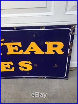 Vintage Porcelain Goodyear Tires Sign 64 X 24 Guaranteed Authentic