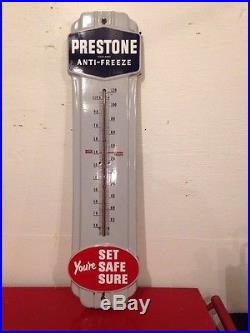 Vintage Porcelain Metal Prestone Antifreeze 36 Thermometer Gas Oil Advertising