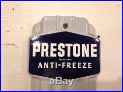 Vintage Porcelain Metal Prestone Antifreeze 36 Thermometer Gas Oil Advertising