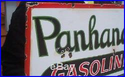 Vintage Porcelain Panhandle Gas Gasoline Motor Oil Metal Sign 24X24 Texas