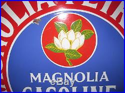 Vintage Porcelain Sign Magnolia Oil Co.'30s Colorful Double Sided RARE, Old