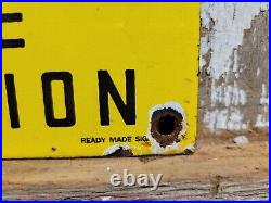 Vintage Porcelain Sign Old Caution Check Your Gun For Live Ammunition Firearms