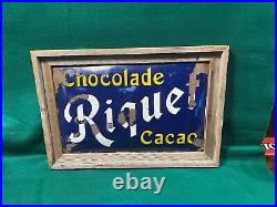Vintage Porcelain Sign Old Riquet Chocolade Cacao Europe Deep Press, Bubble