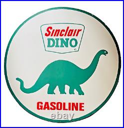 Vintage Porcelain Sinclair Dino Gasoline 48 Inch Round Advertising Enamel Sign