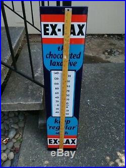 Vintage Porcelain Steel Drug Store Thermometer EX-LAX Advertising Sign 1930's