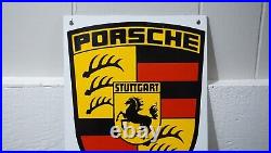 Vintage Porsche Porcelain Metal Gas Oil Sign Service Station Pump Dealer Ad Rare