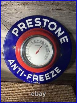 Vintage Prestone Porcelain Round Thermometer