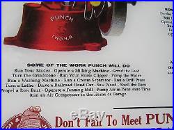 Vintage Punch And Judy Gas Hit And Miss Engine Reverse Painted Glass Sign