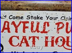 Vintage Pussycat House Porcelain Sign Gentlemans Bar Brothel Ladies Club Women