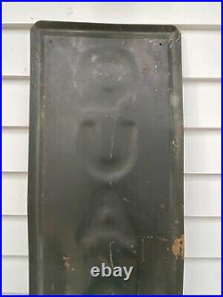 Vintage Quaker State Motor Oil Embossed Vertical Sign 6ft High Made In USA 1940s