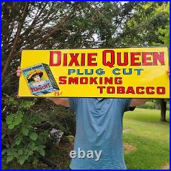 Vintage Queen Cigar Smoking Tobacco Pipe Porcelain Metal Gas Station Sign 12x35