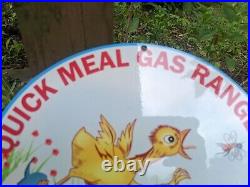 Vintage Quick Meal Gas Ranges Porcelain Heavy Metal Sign Ringen Co. 12