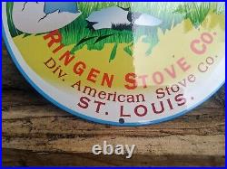 Vintage Quick Meal Gas Ranges Porcelain Heavy Metal Sign Ringen Co. 12