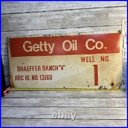 Vintage RARE Getty Oil Co. Lease Sign Well No. 1 Texas Oil Sign Shaeffer Ranch