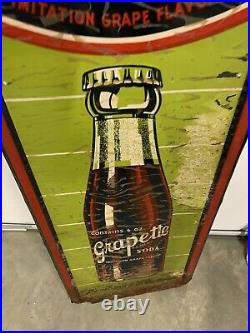 Vintage RARE Vertical Grapette Bottle GRAPE Soda Drink Sign 13 x 39 GAS OIL CO