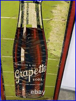 Vintage RARE Vertical Grapette Bottle GRAPE Soda Drink Sign 13 x 39 GAS OIL CO