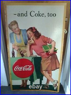 Vintage Rare 1946 COCA-COLA Soda Shop Cardboard Sign Free Shippping