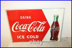 Vintage Rare 1954 Original Coca Cola Bottle Tin Sign Nice! 19 X 27