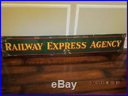 Vintage Rare Authentic Railway Express Agency Porcelain on Steel 3-Color Sign-EC