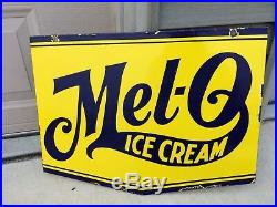 Vintage Rare Mel-O Ice Cream Porcelain Die Cut Sign 24X18