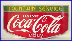 Vintage Rare Old Drink Coca Cola Fountain Service Ad Porcelain Enamel Sign Board