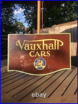 Vintage Rare Original VAUXHALL CARS enamel Sign