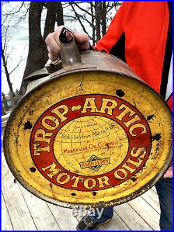 Vintage Rare Trop Artic Rocker Oil Can /sign Mobil Gas Gasoline Nice One