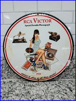 Vintage Rca Victor Porcelain Sign Radio Music Record Victrola Repair Gas Oil USA