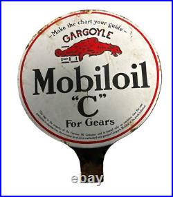 Vintage Real Deal Original MOBILOIL Gargoyle CFor Gears Porcelain Gas Oil Sign
