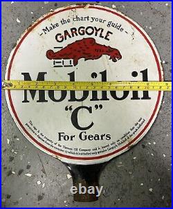Vintage Real Deal Original MOBILOIL Gargoyle CFor Gears Porcelain Gas Oil Sign